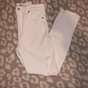 Abercrombie & Fitch distressed super skinny high rise white denim